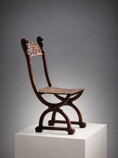 A NEO-RENAISSANCE RUSTIC-MODERN Wooden Sculpture CHAIR France XIXth Century