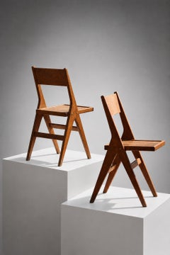 2 MID-CENTURY-MODERN MODERNIST RECONSTRUCTION Chairs, GASCOIN Style, France 1950