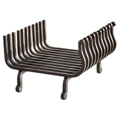 A BRUTALIST Wrought Iron ANDIRONS GRID LES ARTISANS DE MAROLLES France 1960