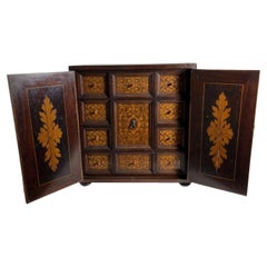 Antique Italian Inlaid Wood Marquetry Collectors Cabinet