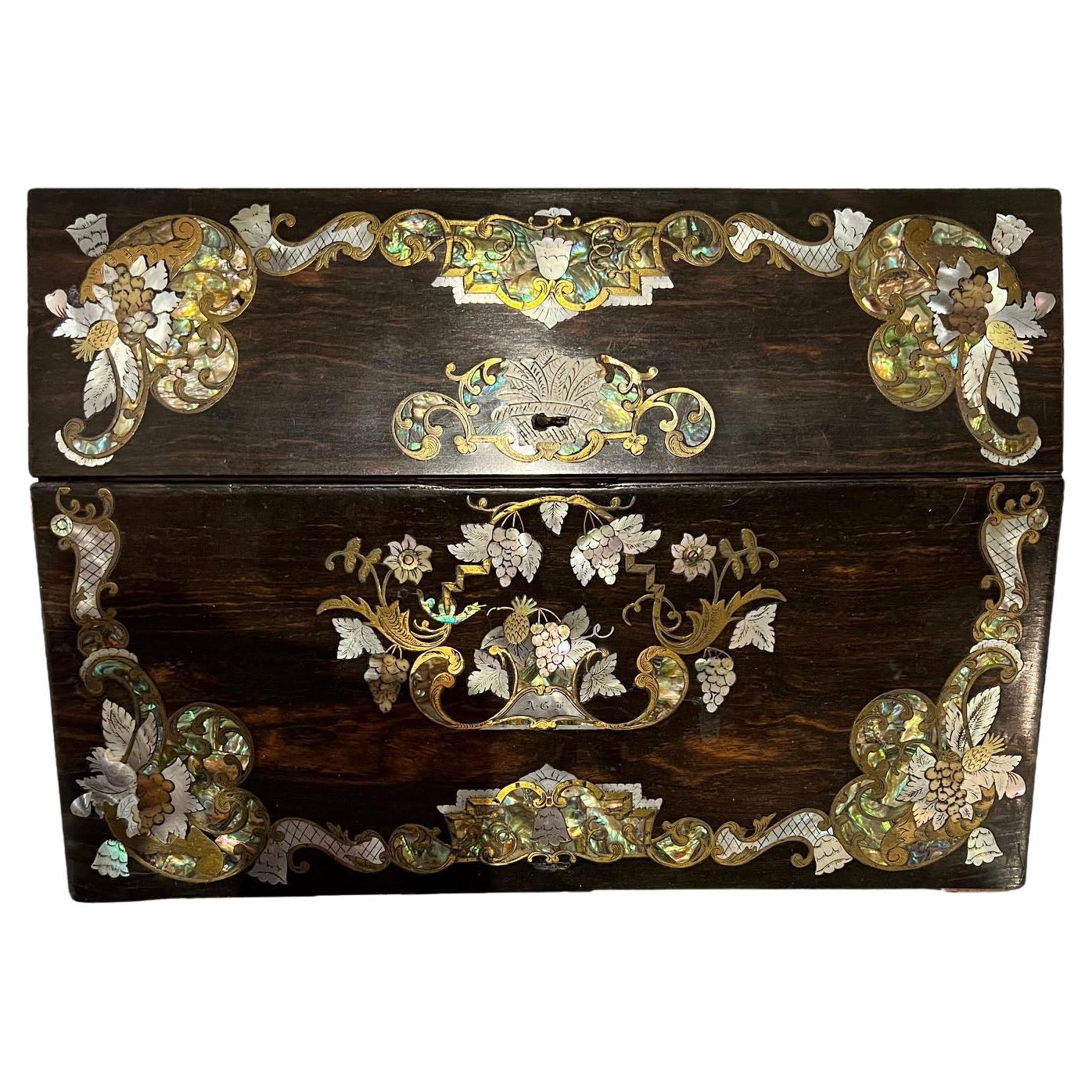 English Writing Desk With Mother Of Pearl And Abalone