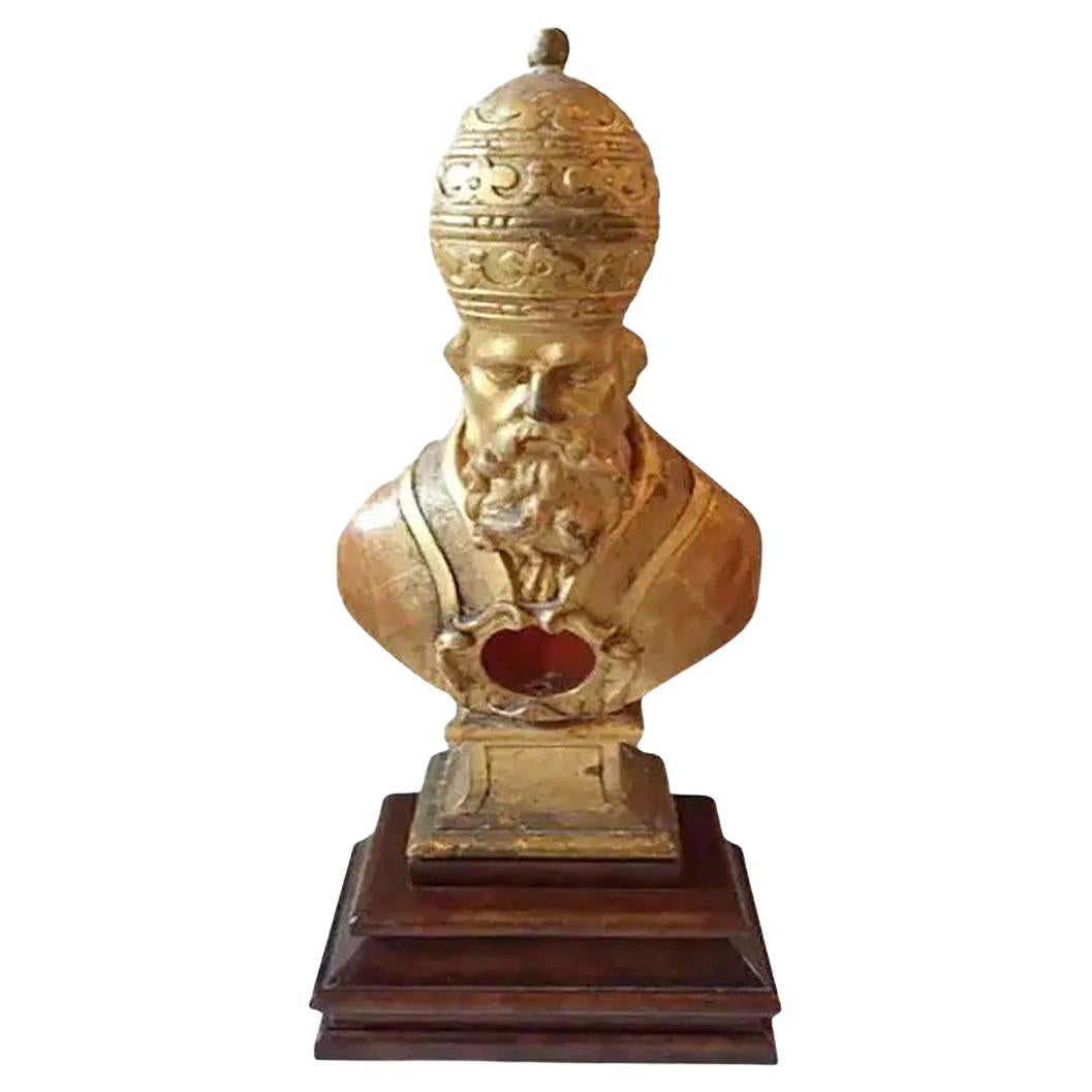 Papa italiano intagliato con doratura originale