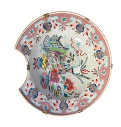 18th Century Chinese Export Famille Rose Porcelain Barber’s Bowl