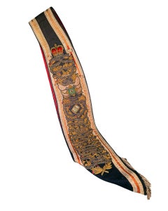 19th Century English Military Ceremonial Sash with Gold Metallic Thread and Batt