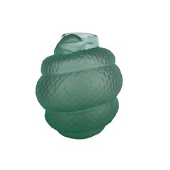 Lalique Style Glass Snake Vase