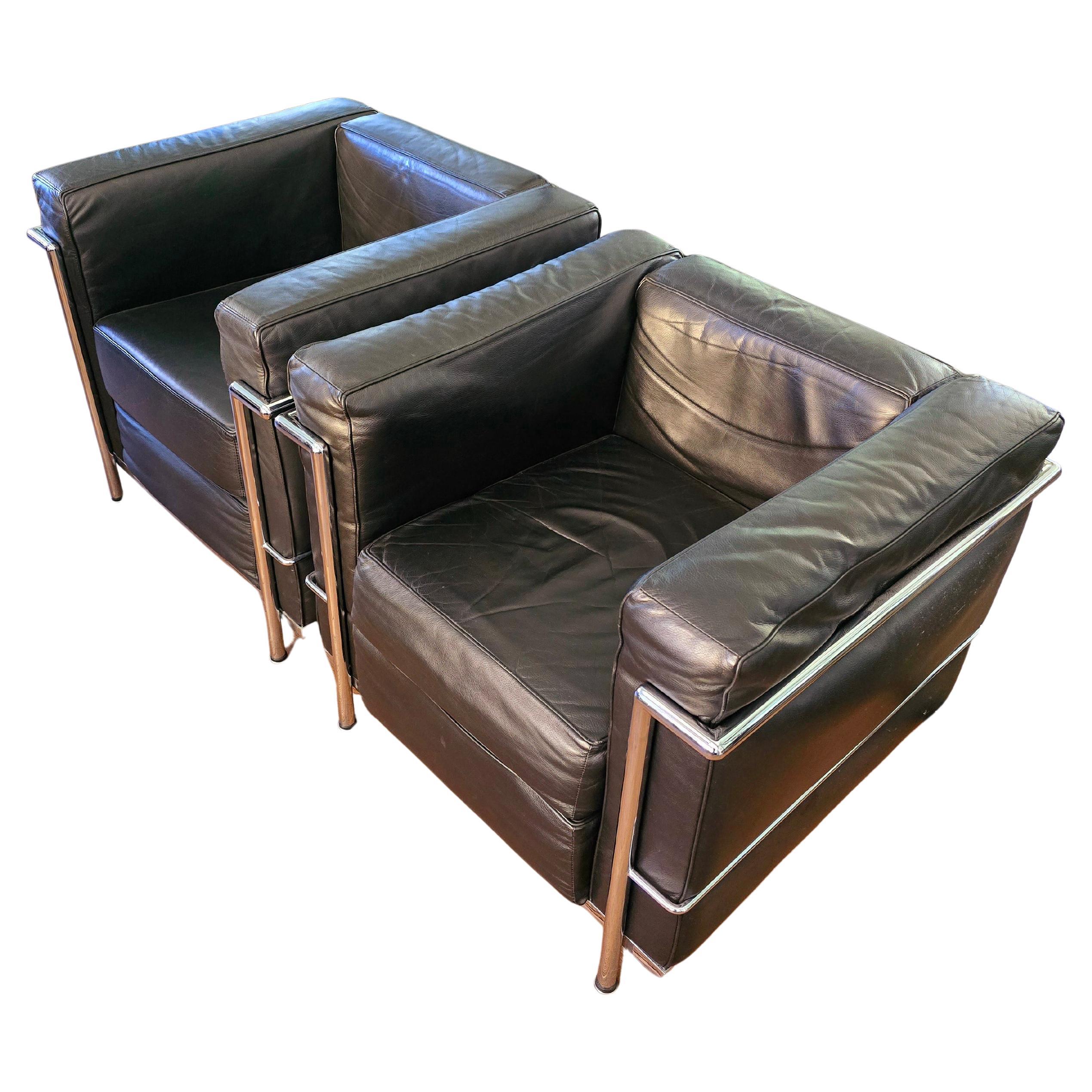 Leather Armchair (Chromed frame) LC, 1990 s