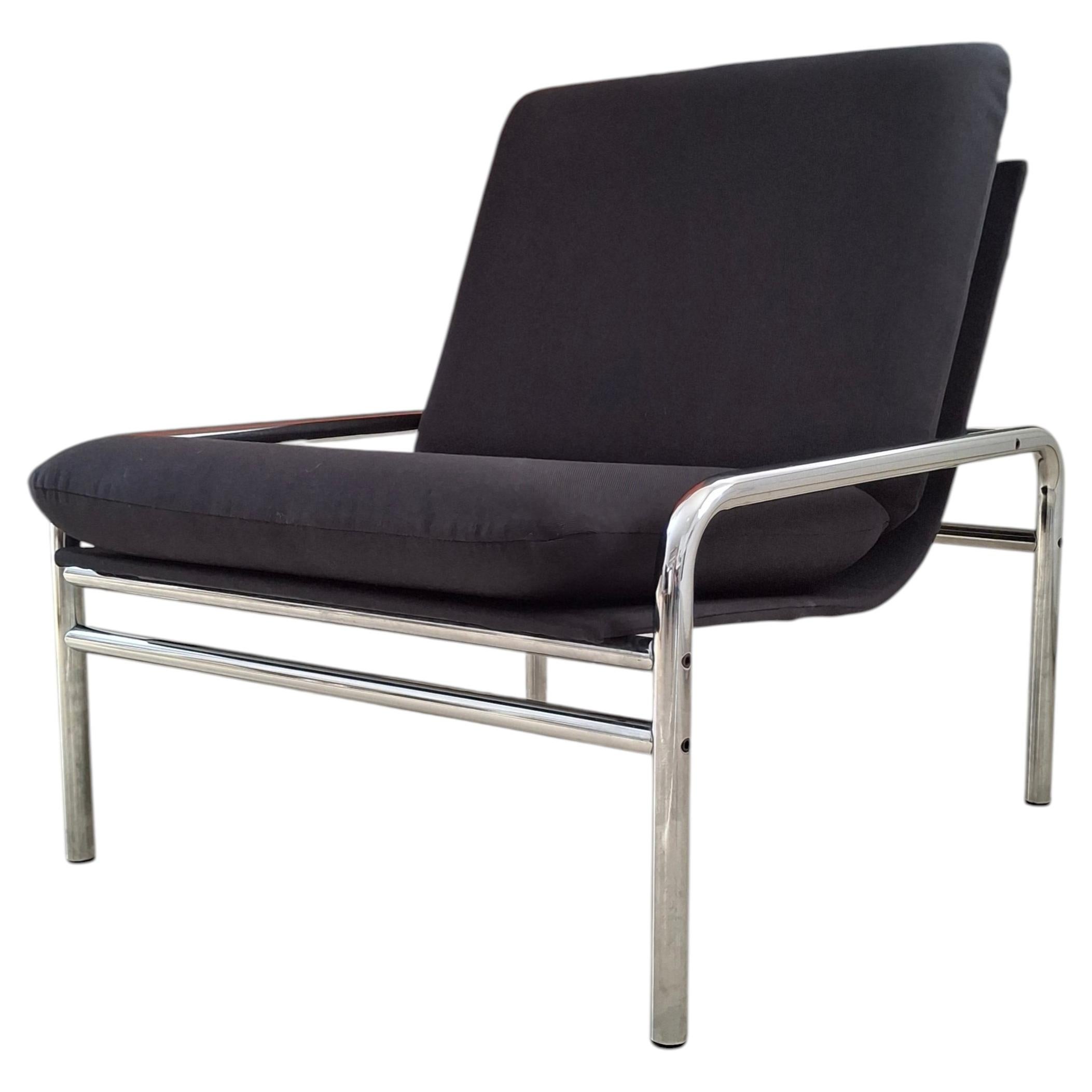 Bauhaus Lounge Chair by Stol Kamnik, Chrome & Fabric, Slovenia, 1980s