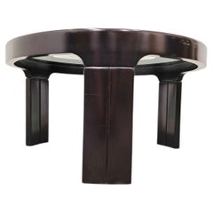 1970s Mid-Century Modern Three-Legged Coffee Table with Smoked Glass