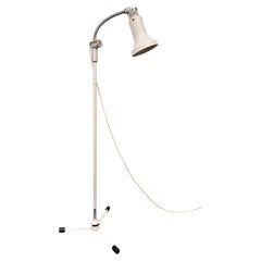 1970s Gooseneck Metal Floor Lamp, Adjustable Height Tripod Base, Mid Century Mod