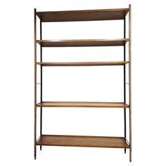 1950s Mid-Century Modern Wall Shelves, Aluminum and Hardwood