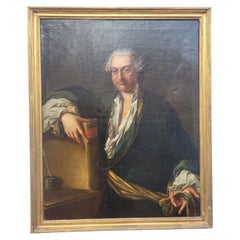 Ritratto di studioso, olio su tela incorniciata, 18° secolo