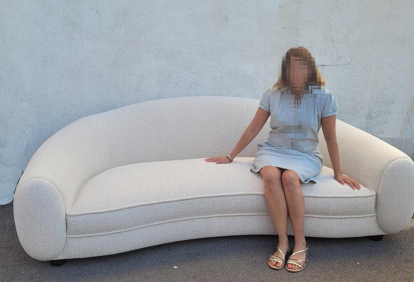 In The Style Of J Royère, Polar Bear Style Sofa For Sale 4