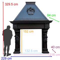 Monumental Renaissance-Style Carved Walnut Fireplace, H330, XIXth century