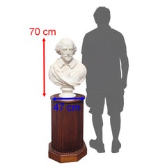 Impressionnant – H 70 cm – Buste en marbre ancien de William Shakespeare, XIXe siècle