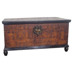 Rare 17th-Century Venetian Carved and Pyrographed Chest