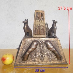 Egyptian Revival Patinated Metal Lamp Base, early 20th century