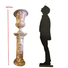 Vaso monumentale dei Medici in stile classico della metà del XX secolo con colonna a piedistallo