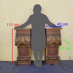 Important Pair of Large Baroque Carved and Gilded Wood Corbel Wall Brackets