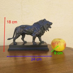 19th-Century French Patinated Bronze Sculpture "Walking Lion" Signed Alf. BARYE