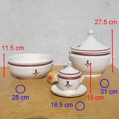 G Ponti- R Ginori, Italian Art Deco Ceramic "Freccia" Tableware Set3 Pcs, Circa