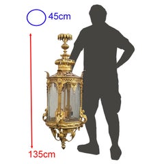 Important Napoleon III Style Bronze and Curved Glass Vestibule Lantern, 20th cen