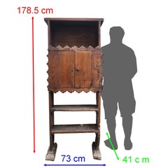 19th Century French Alpine Folk Art Shepherd's Open Cabinet / Chalet Shelf