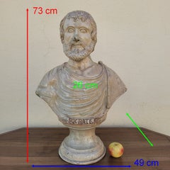 Large 19th Century Italian Grand Tour Glazed Terracotta Bust of Socrates