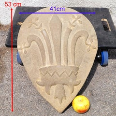 17th Century High-Relief Carved Stone Architectural Shield - Florentine Giglio