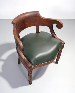 19th Century French Walnut Desk Chair with Leatherette Seat, circa 1880