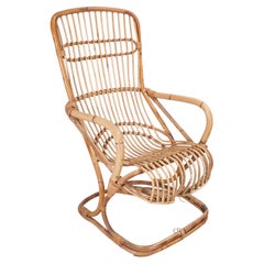 Raro sillón italiano de bambú de mediados de siglo, de alrededor de los años 60
