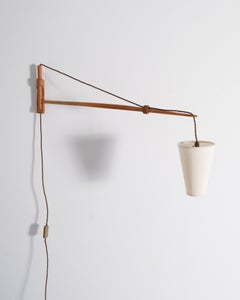 A. Bank Jensen and Kjeld Iversen Pair of Oak Wall Lights for Louis Poulsen