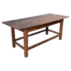 18th Century English Oak Refectory Dining Table with Original Metal Detailing