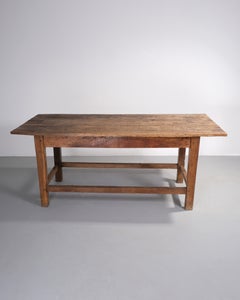 18th Century English Oak Refectory Dining Table with Original Metal Detailing