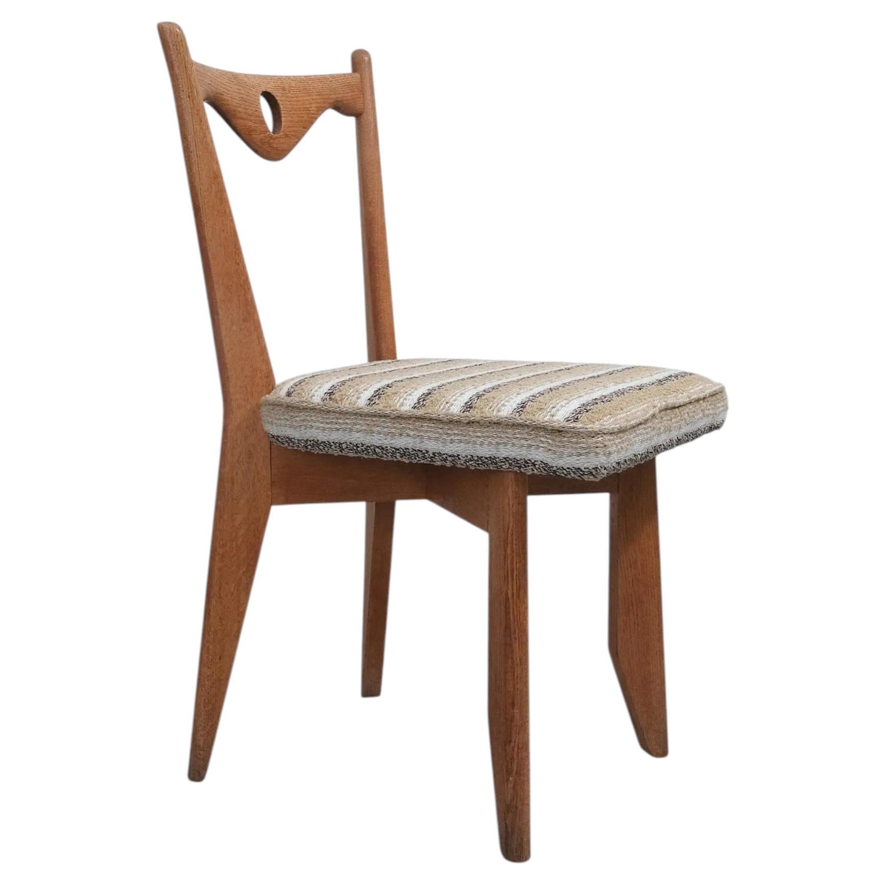 c.1950s Guillerme et Chambron  Dining Chair upholstered in Tibor For Sale