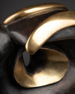 20th century biomorphic bronze sculpture - signed and dated 1984