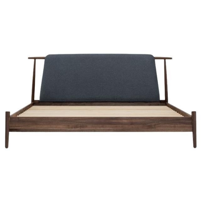 Eaves Walnut Upholstered Bed Frame