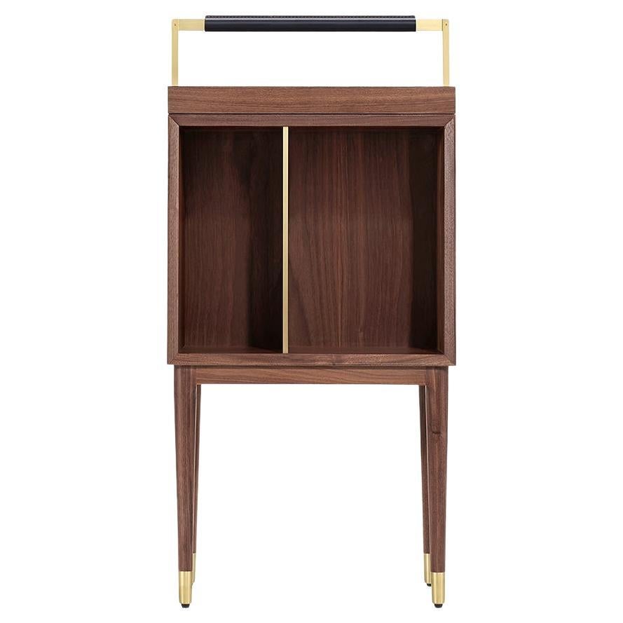 Walnut Side Table with Removable Tray Top For Sale