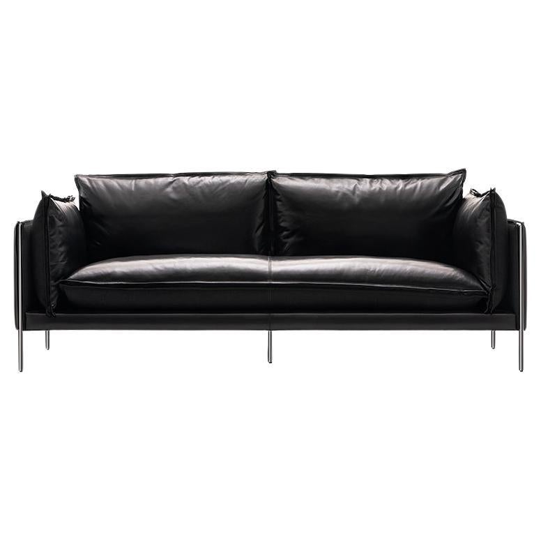 Pin Reversible Two-Toned Leather Sofa For Sale