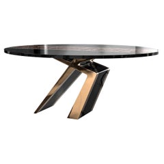 "Melagrana" Table with Bronze, Stainless Steel and Burl Walnut, Istanbul