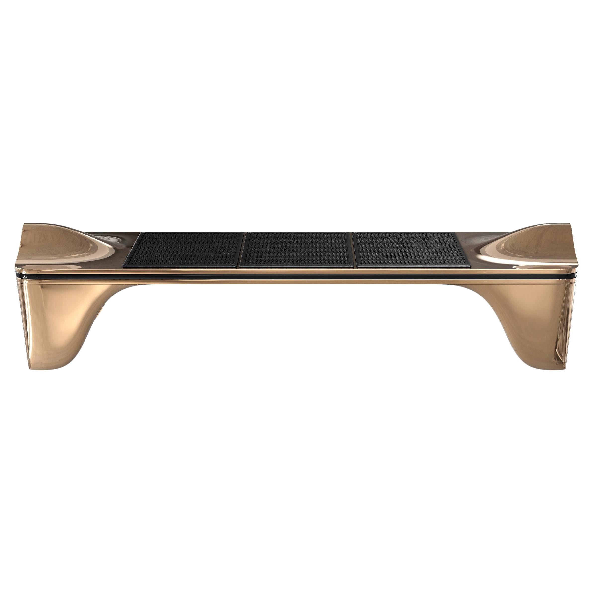 "Passione" Bench with Bronze and Exclusive Woven Leather, Handcrafted, Istanbul For Sale