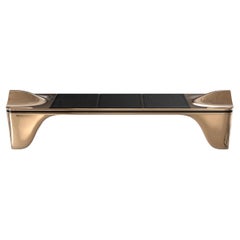 "Passione" Bench with Bronze and Exclusive Woven Leather, Handcrafted, Istanbul