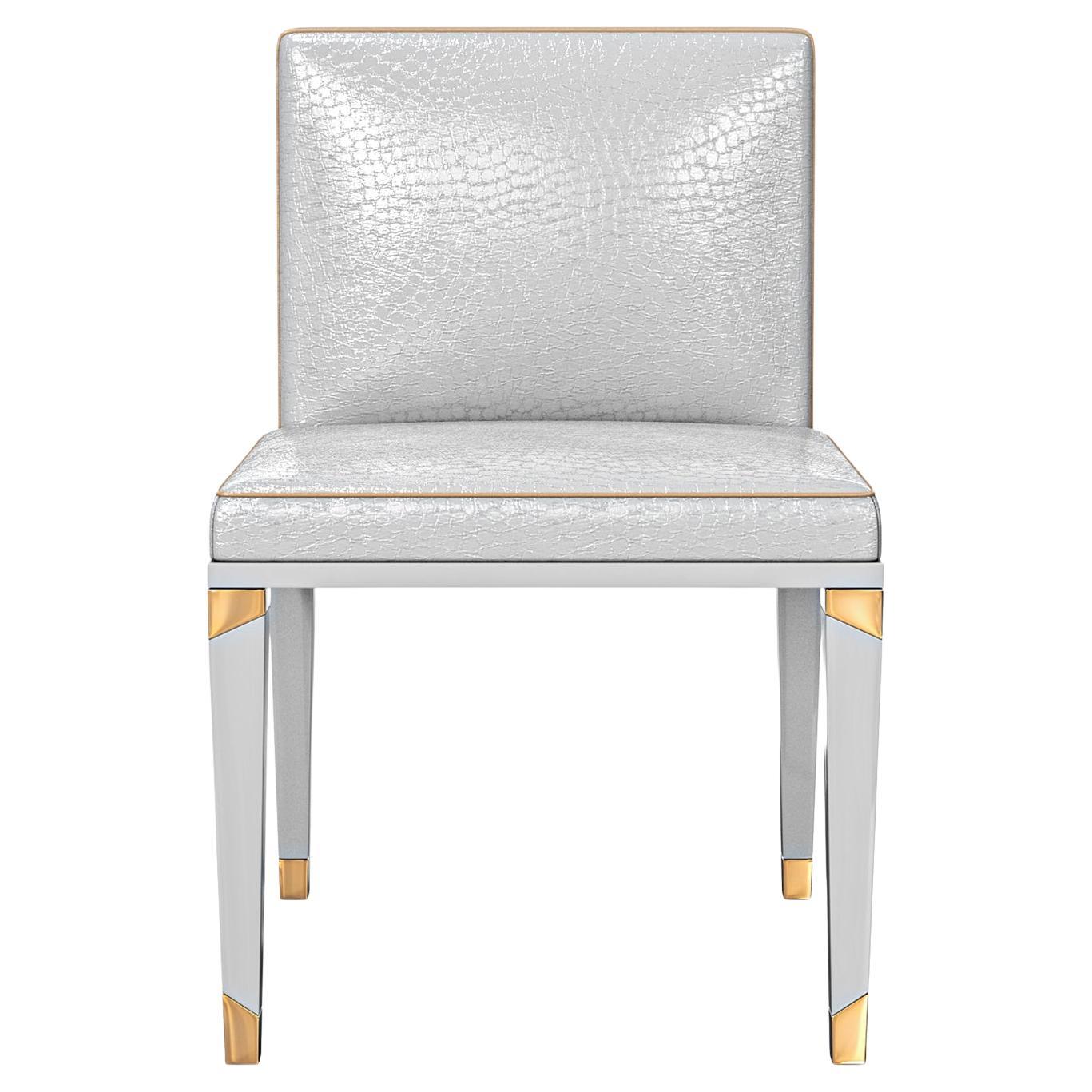 "Perla" Chair, Set of Eight, with Stainless Steel and Bronze Details, Istanbul For Sale