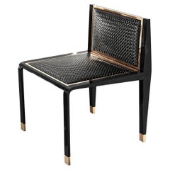 "Costiera" Chair, Set of Eight, Bronze Details, Tailor Made Woven Leather