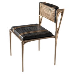 ChaiseDevonshire, ensemble de huit, bronze et cuir sur mesure, Istanbul