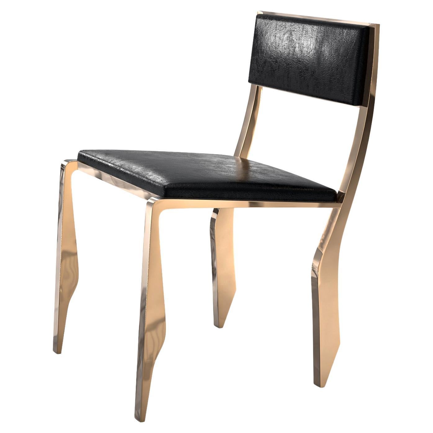 "Icona" Chair, Set of Eight, with Bronze and Tailor Made Leather, Istanbul