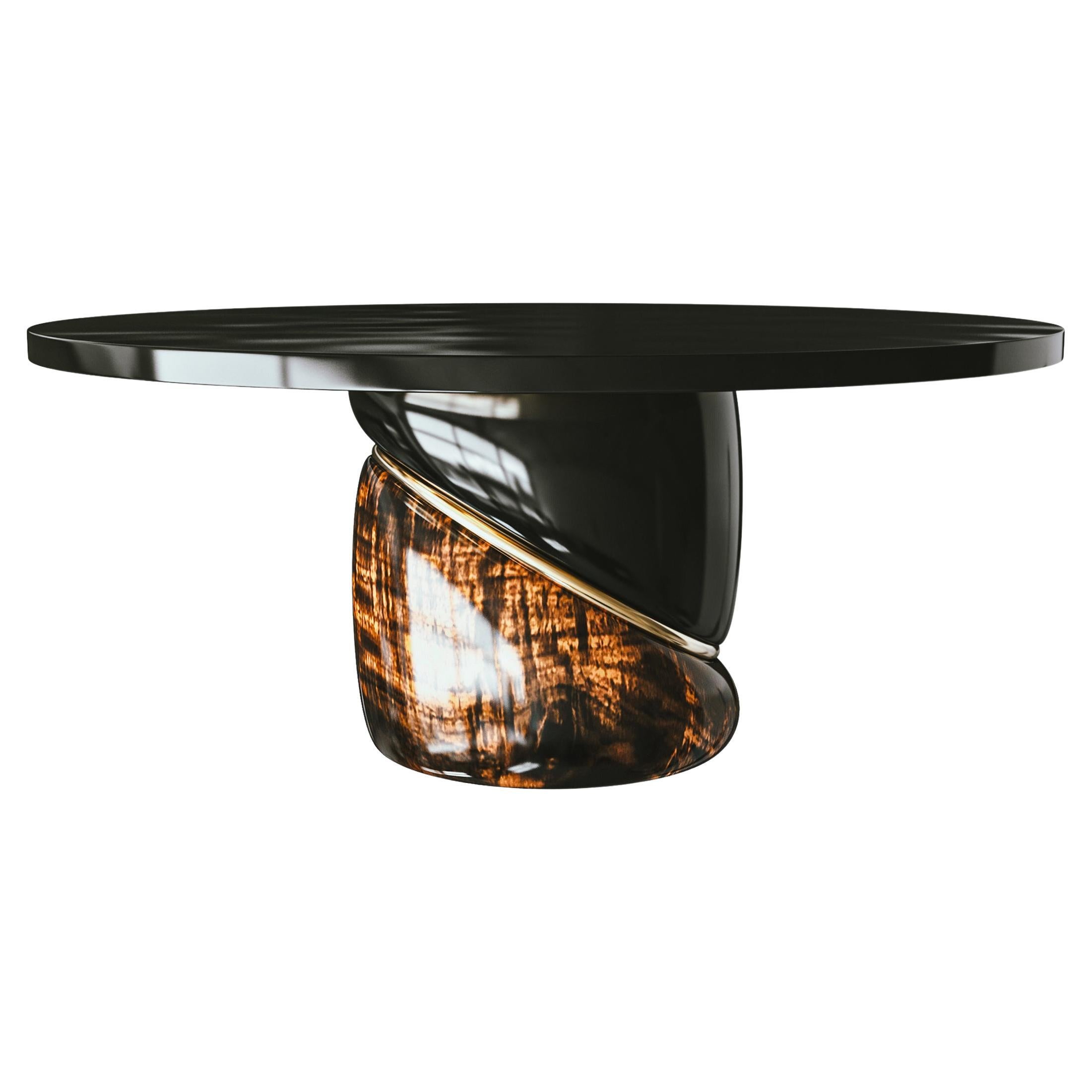 "Sparrow" Round Table with Stainless Steel, Bronze Details, Handmade, Istanbul For Sale