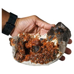 grenat spessartine et quartz fumé de Fujian, Chine
