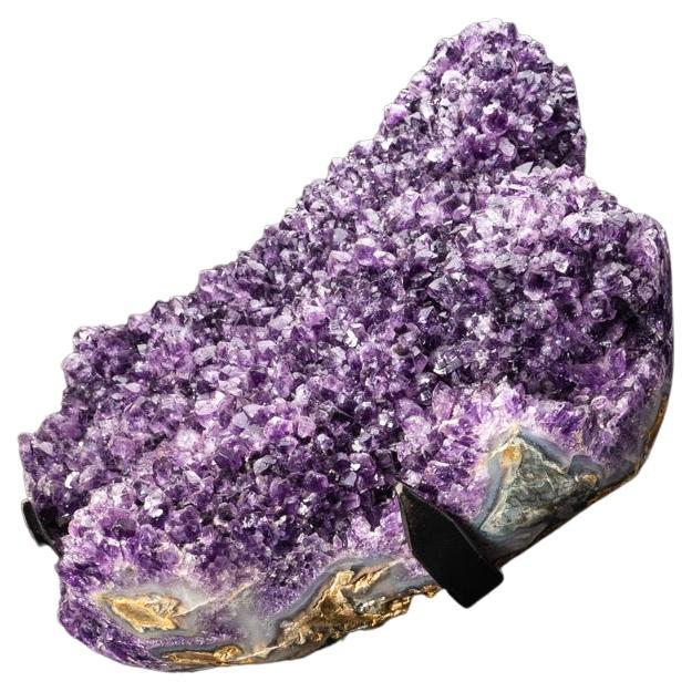 Genuine Amethyst Cluster on Metal Stand  (14" Tall, 16.8 lbs) For Sale