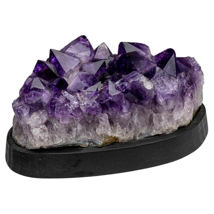 Genuine Amethyst Crystal Cluster On a Wooden Stand (10 lbs) For Sale