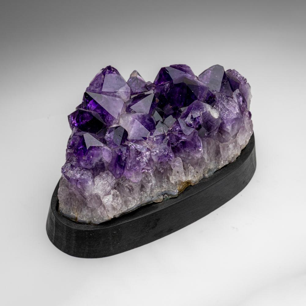 Genuine Amethyst Crystal Cluster On a Wooden Stand (10 lbs) In New Condition For Sale In New York, NY